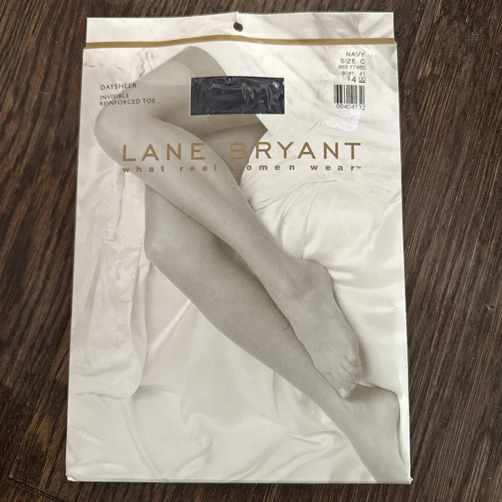 Lane Bryant Daysheer Invisible Reinforced Toe Pantyhose‎ NAVY Sz C 5'6